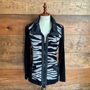 Zenergy by Chico’s Black& Zebra Sweater Jacket